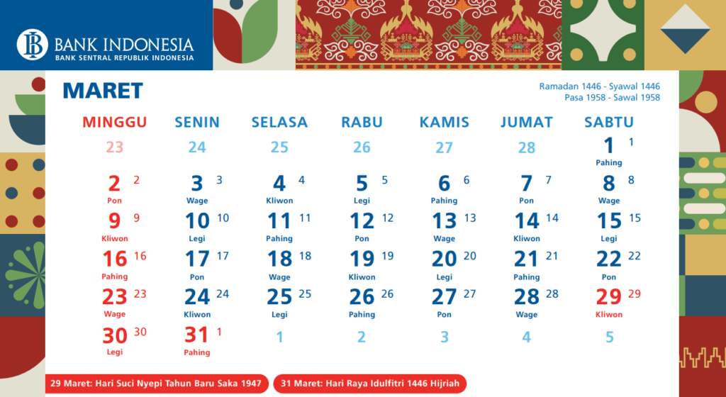 Kalender Bulan Maret 2025